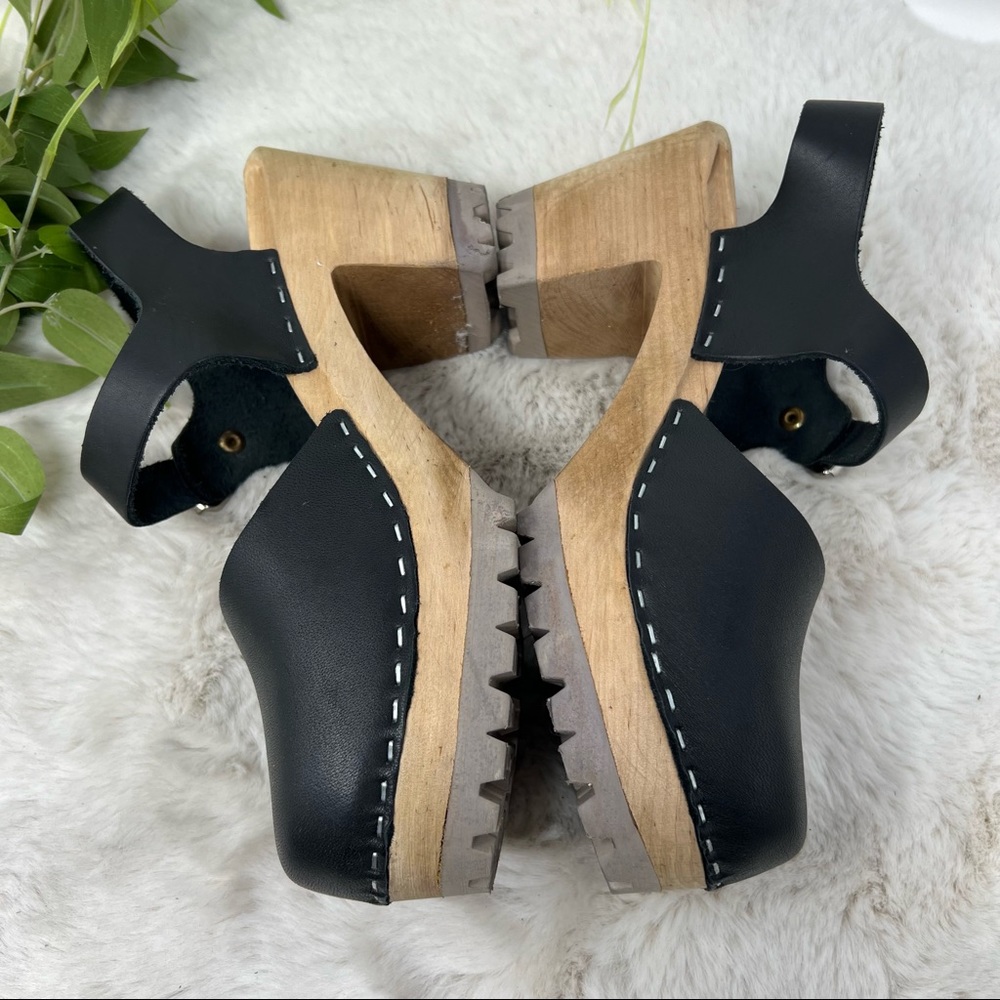 MIA Abba Clog Sandals black Brown Size wooden 39 US 9 - Picture 3 of 12